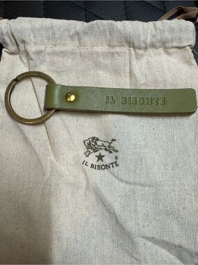 IL Bisonte Olive Leather Key Ring